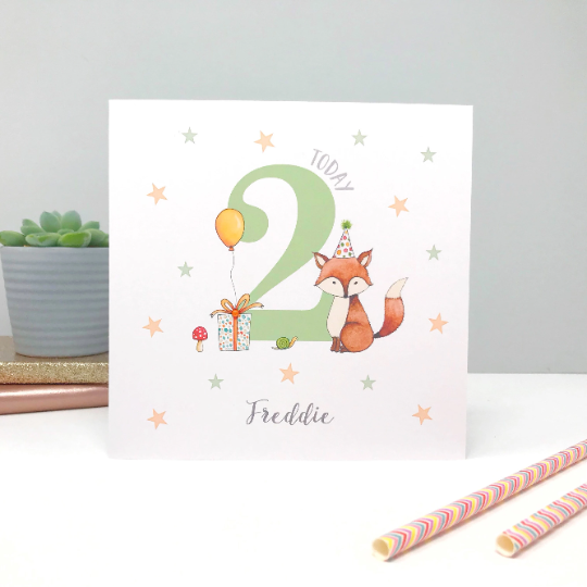 Personalised Children's Birthday Card  Fox -1st, 2nd, 3rd, 4th, 5th